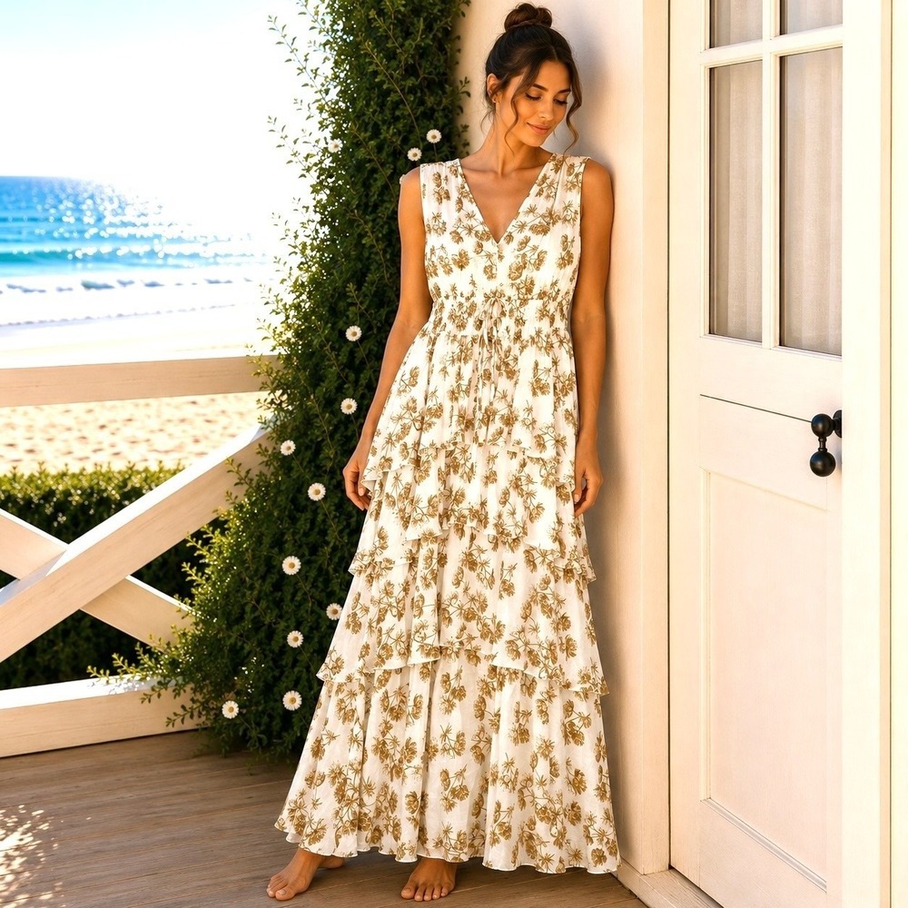 Anthropologie J Gee Large Maxi Dress Cottagecore Romantic Coquette Feminine Chic